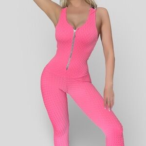 Chic Barbie Pink Zip-Front Jumpsuit